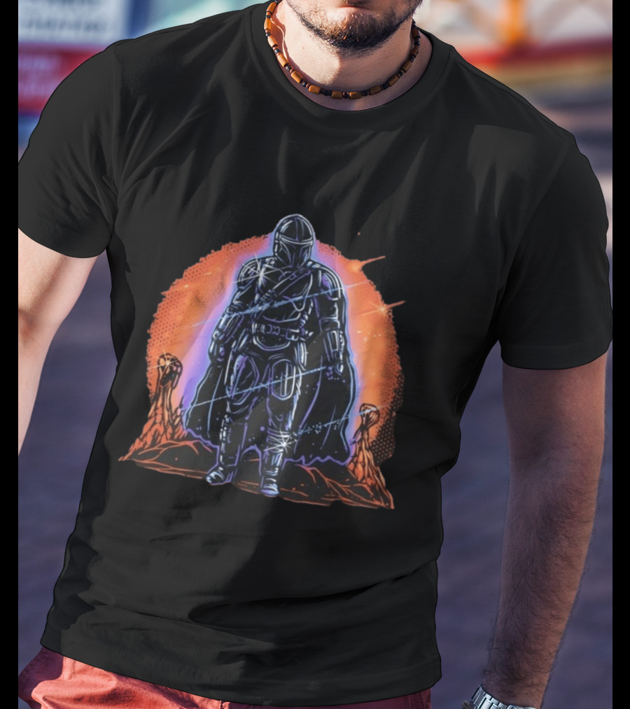 Din Djarin Night Of The Rebel Galactic Warrior Starlight Adventure T-Shirt