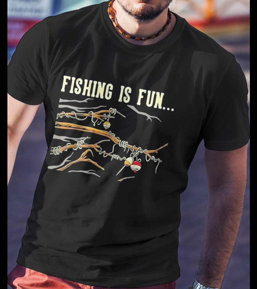 Fishing Is Fun Tangled Line And Hook In Tree Branches T-Shirt