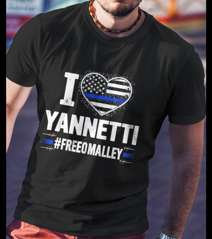 I Love Yannetti American Flag Blue Stripe Hashtag Free O'Malley T-Shirt