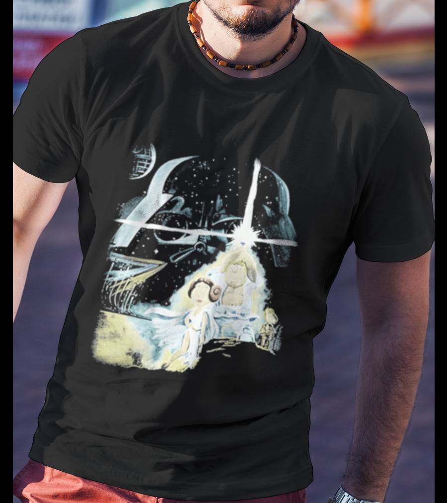 Star Wars Family Guy Princess Leia Lightsaber Spaceship Moon T-Shirt