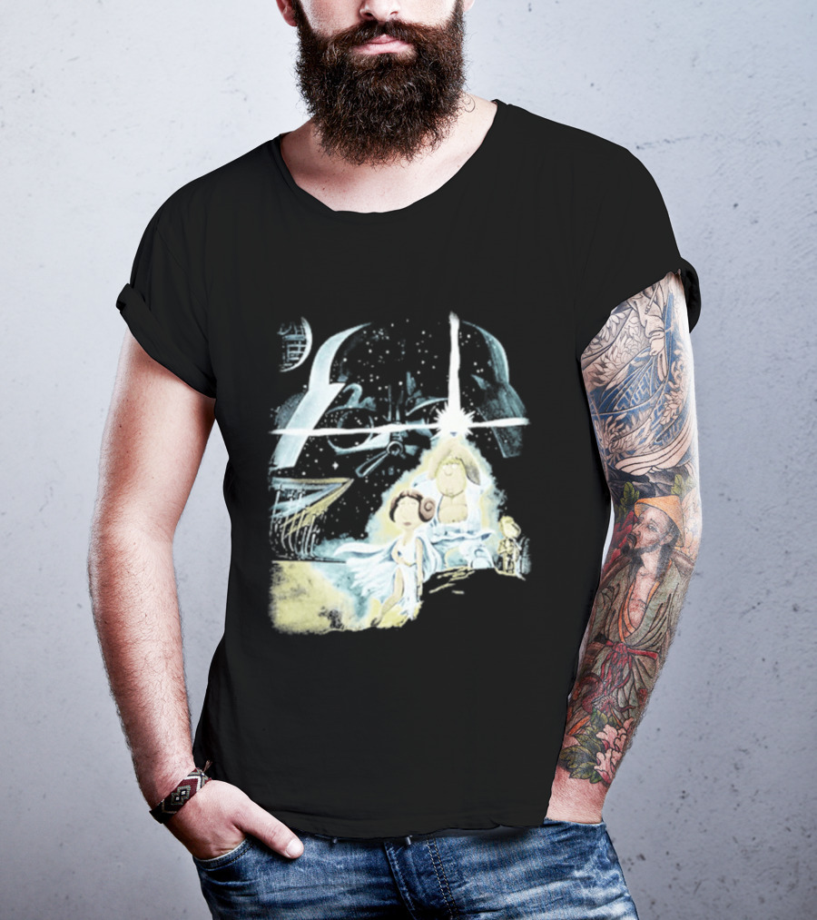 Star Wars Family Guy Princess Leia Lightsaber Spaceship Moon T-Shirt