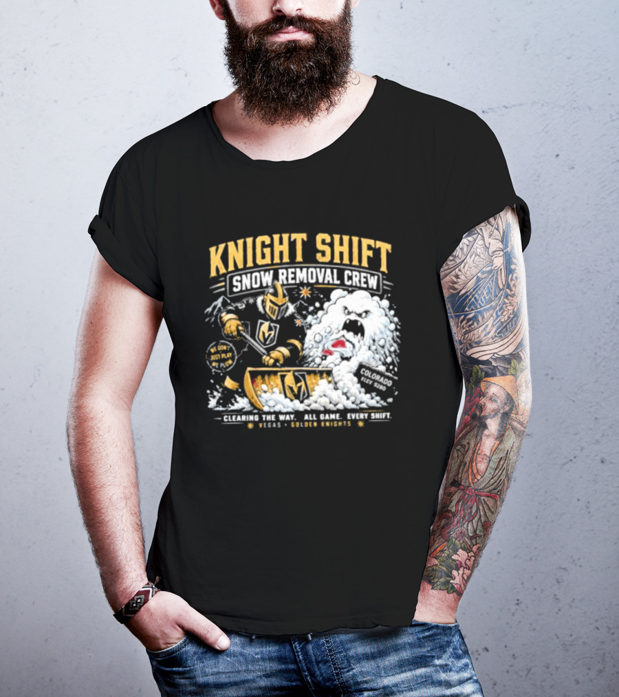 Vegas Golden Knights Knight Shift Snow Removal Crew Vs Colorado Avalanche Snow Battle T-Shirt