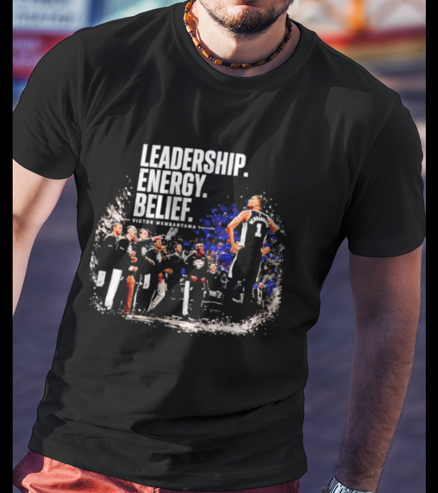 Leadership Energy Belief Victor Wembanyama Basketball Team Triumph T-Shirt