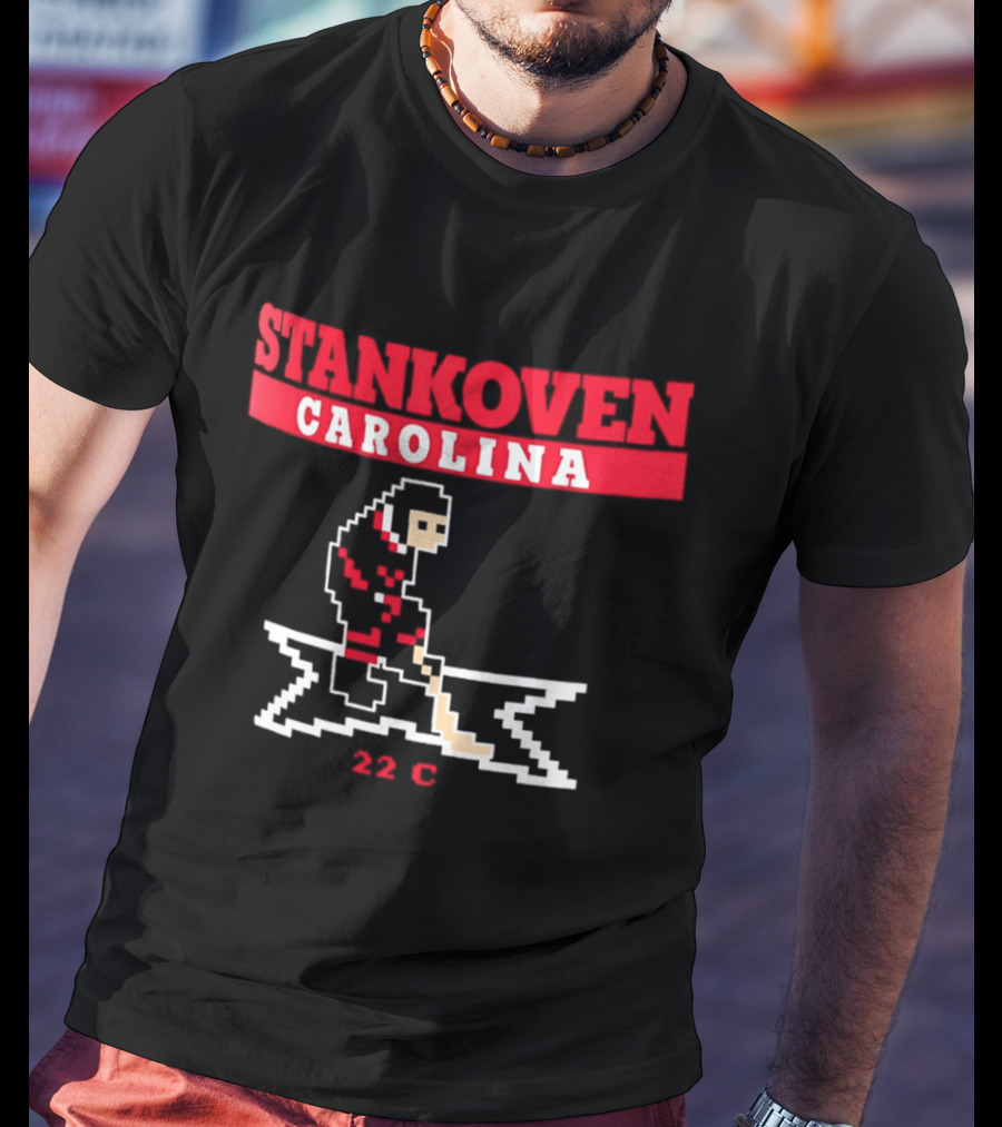 Logan Stankoven Carolina Hurricanes 22C Pixel Hockey T-Shirt
