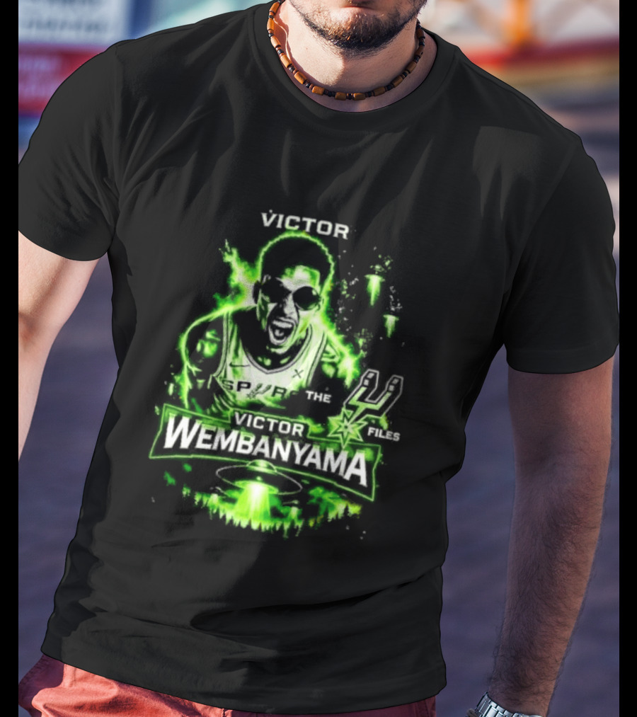 Victor Wembanyama Spurs Alien UFO Basketball 1 21 Timely Files T-Shirt