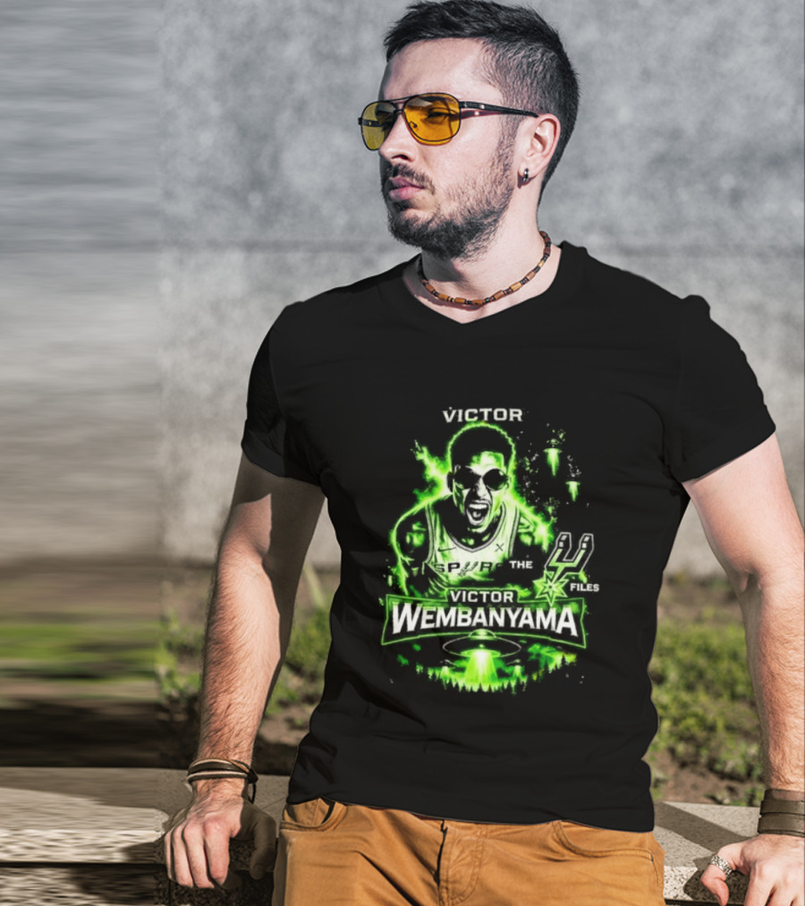 Victor Wembanyama Spurs Alien UFO Basketball 1 21 Timely Files T-Shirt