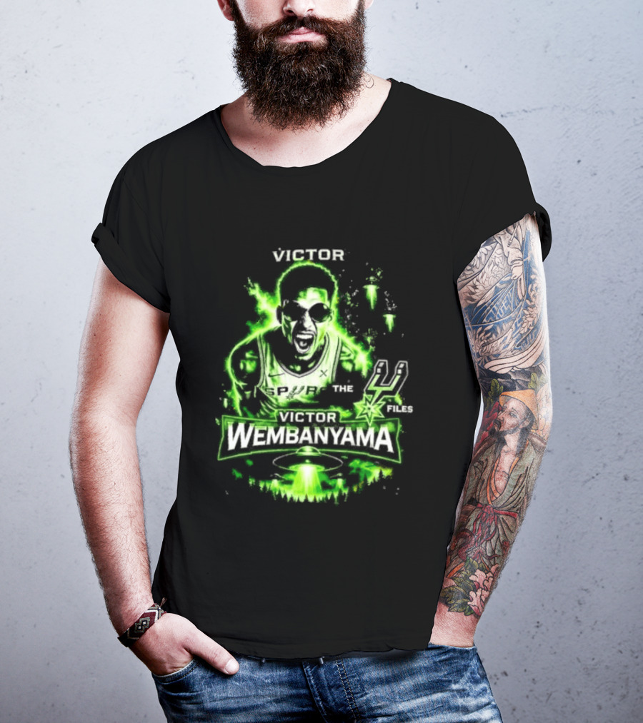 Victor Wembanyama Spurs Alien UFO Basketball 1 21 Timely Files T-Shirt