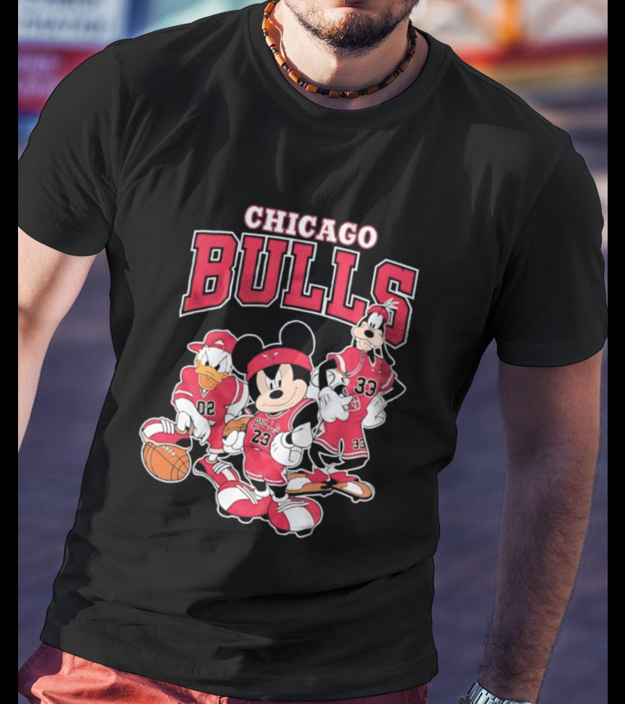 Mickey Mouse Donald Duck Goofy Chicago Bulls Jerseys Basketball T-Shirt