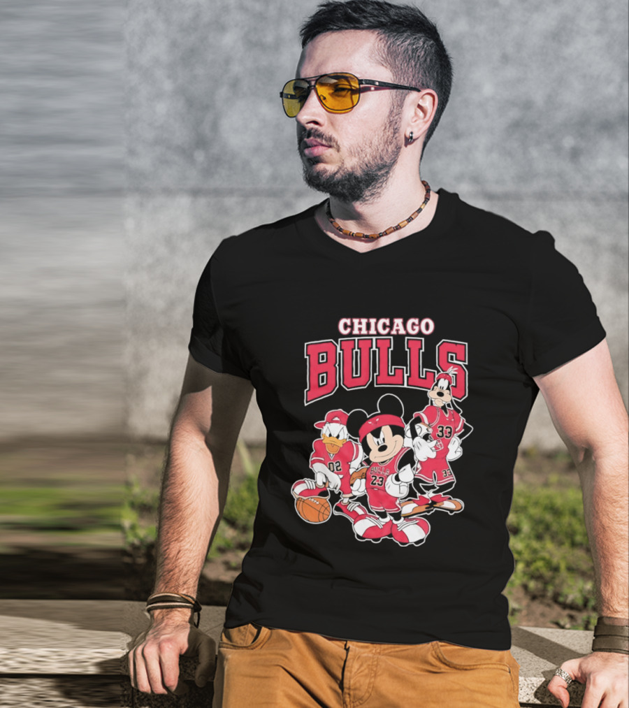Mickey Mouse Donald Duck Goofy Chicago Bulls Jerseys Basketball T-Shirt