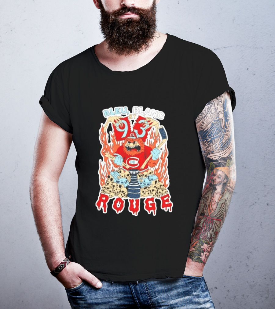 Bleu Blanc Et Rouge 93 Canadiens Hockey Monster T-Shirt