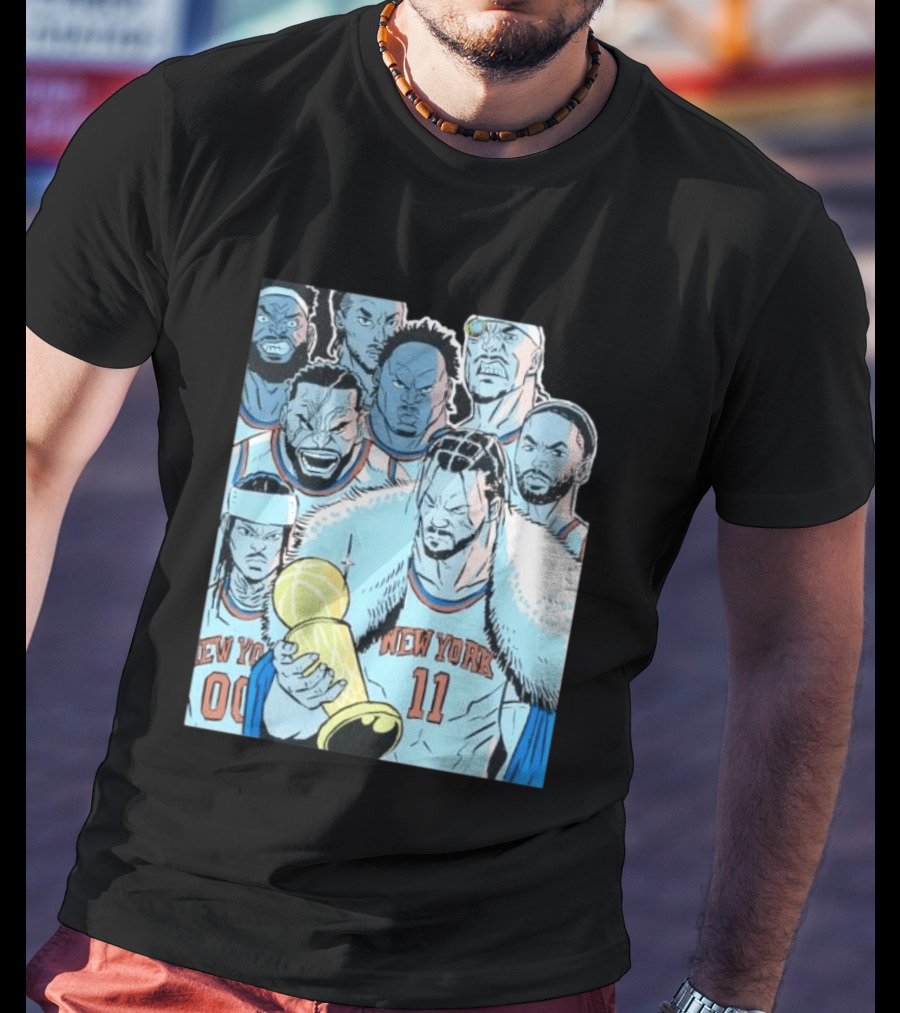 New York Knicks 2026 Invincible Indefensible Trophy Comic Style Basketball Team T-Shirt