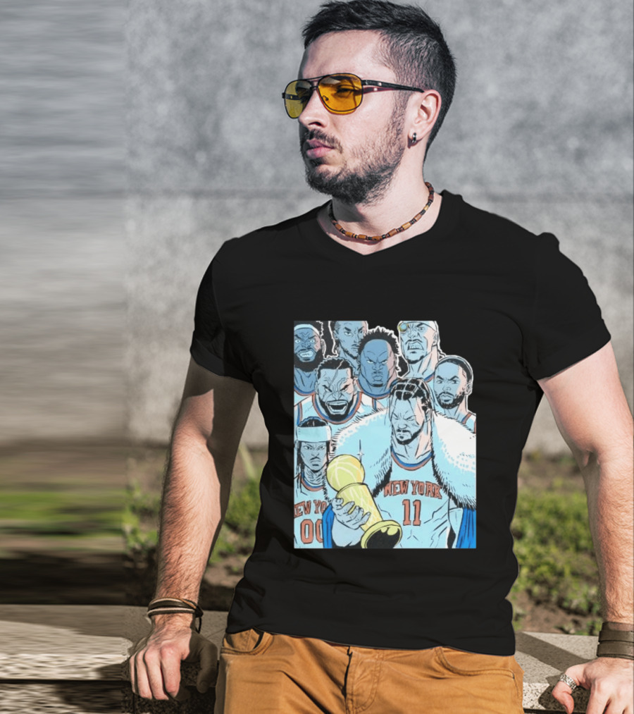 New York Knicks 2026 Invincible Indefensible Trophy Comic Style Basketball Team T-Shirt