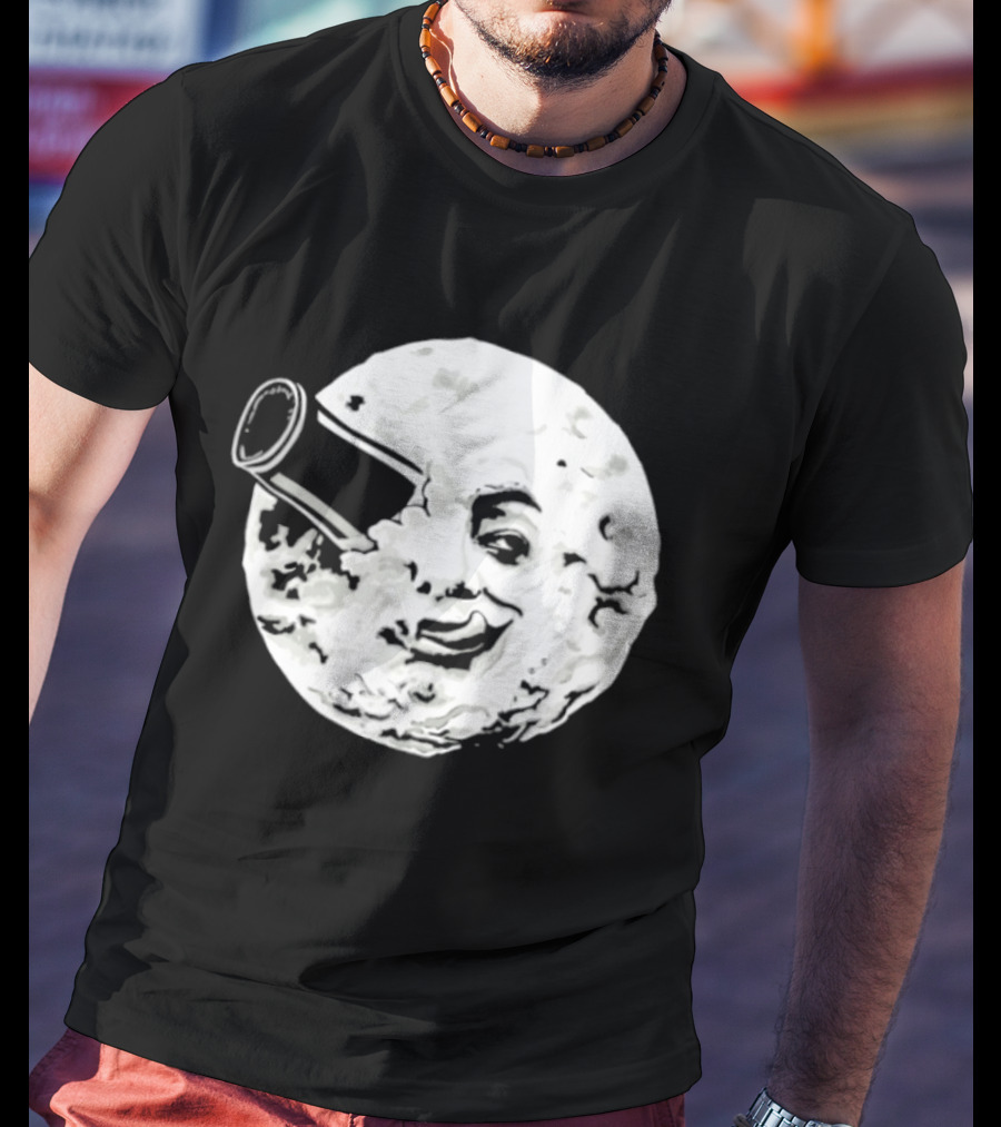 A Creamy Trip To The Moon Face Icon Rocket Classic Vintage Movie Scene T-Shirt
