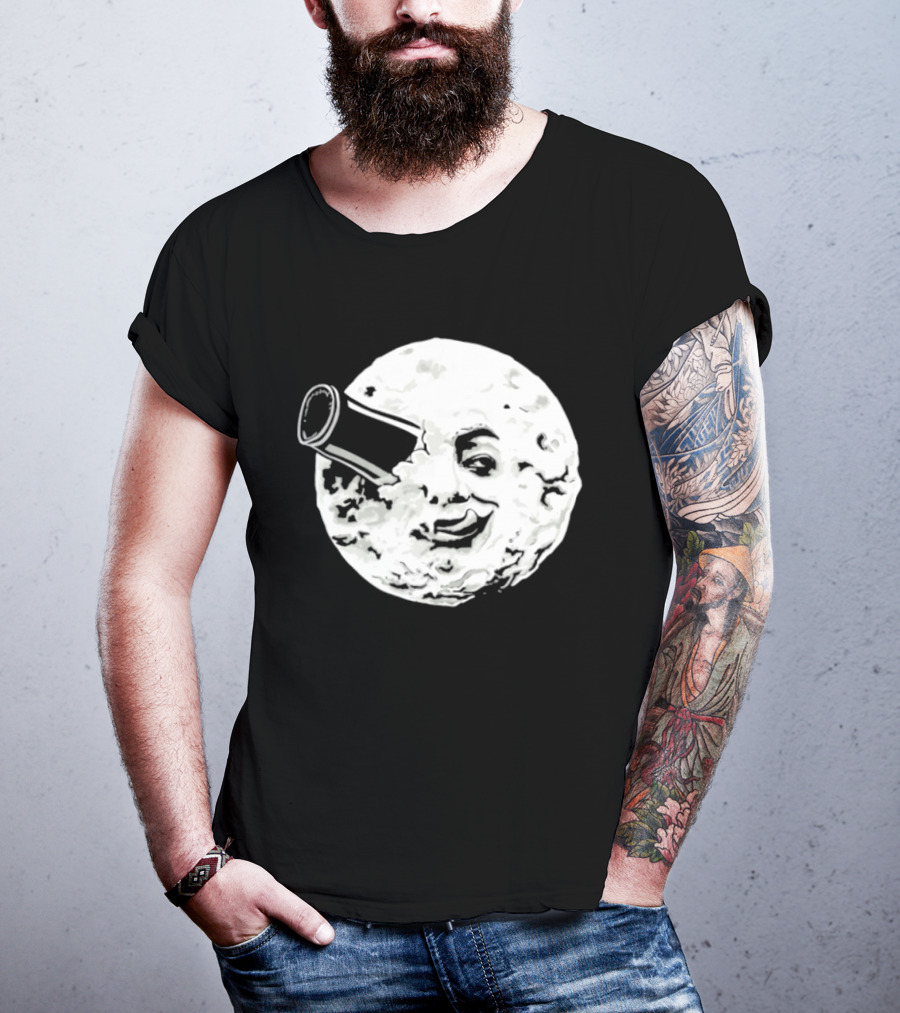 A Creamy Trip To The Moon Face Icon Rocket Classic Vintage Movie Scene T-Shirt