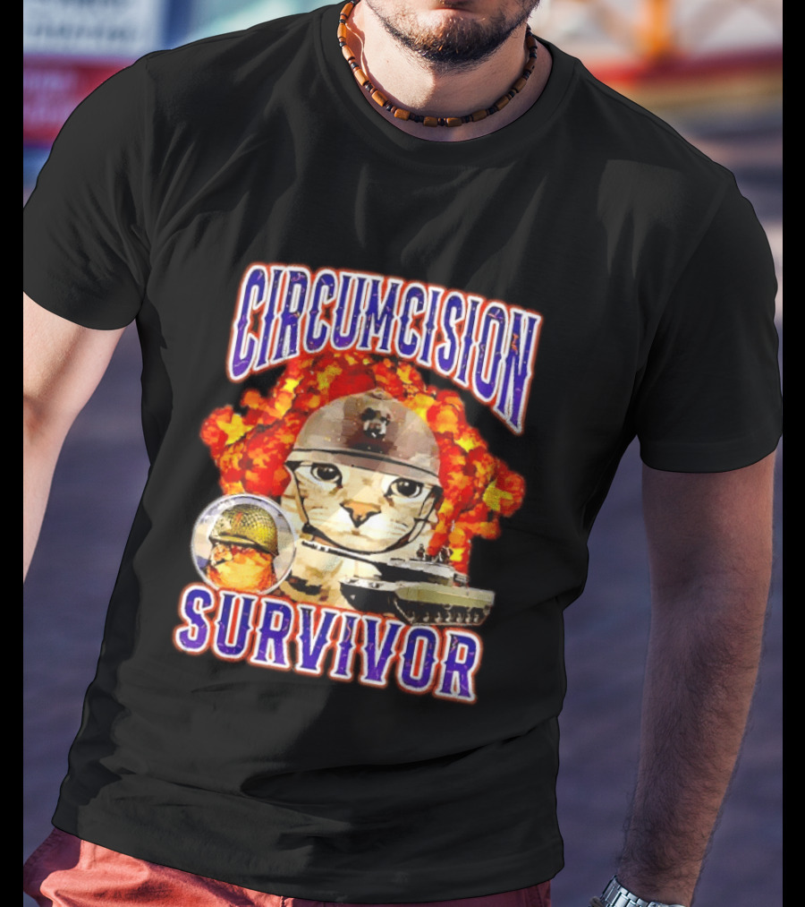 Circumcision Survivor Cat Explosion Tank Helmet T-Shirt