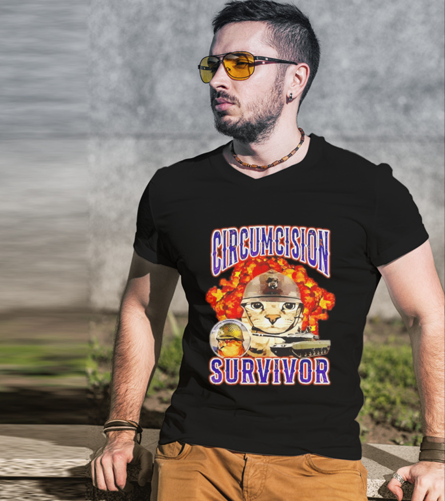 Circumcision Survivor Cat Explosion Tank Helmet T-Shirt