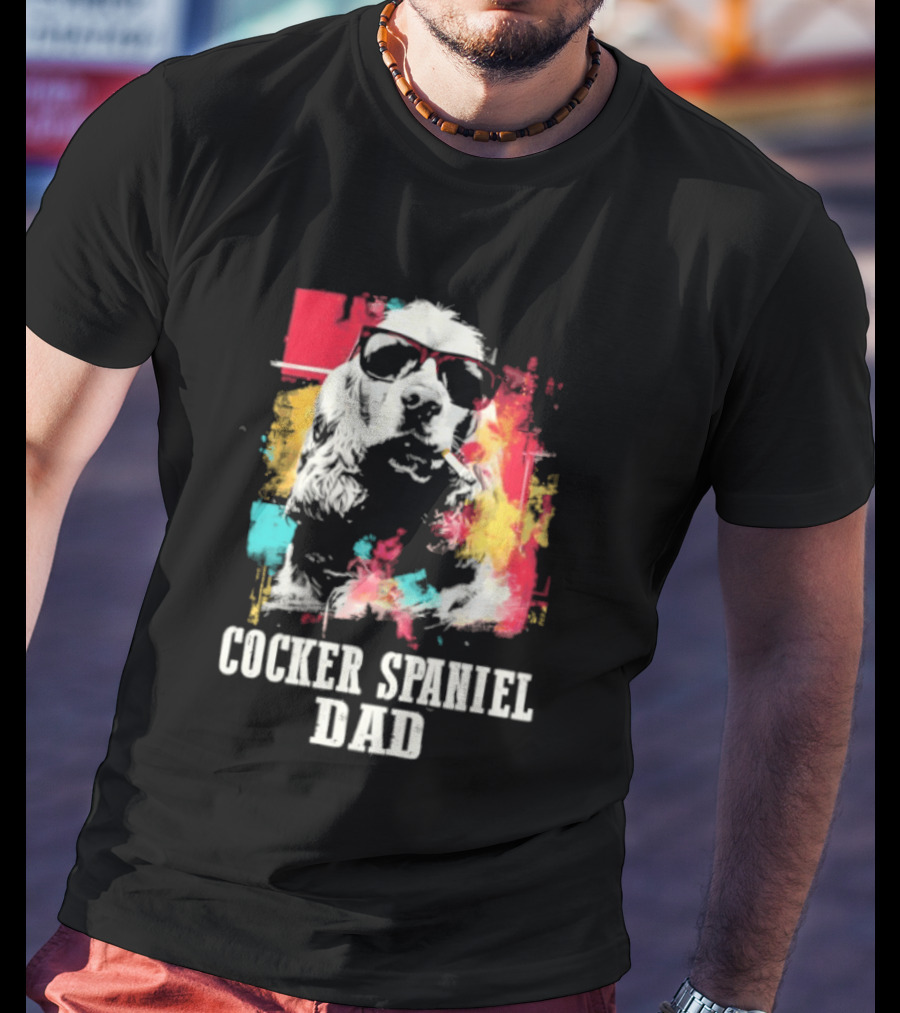 Cocker Spaniel Dad Colorful Sunglasses Father's Day 2026 T-Shirt