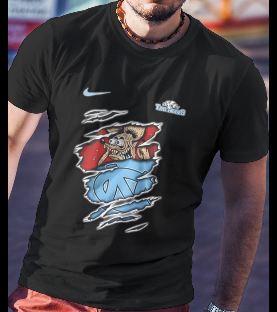 Nike North Carolina Tar Heels NCAA Rat Fink Built To Not To Bow Blue White T-Shirt