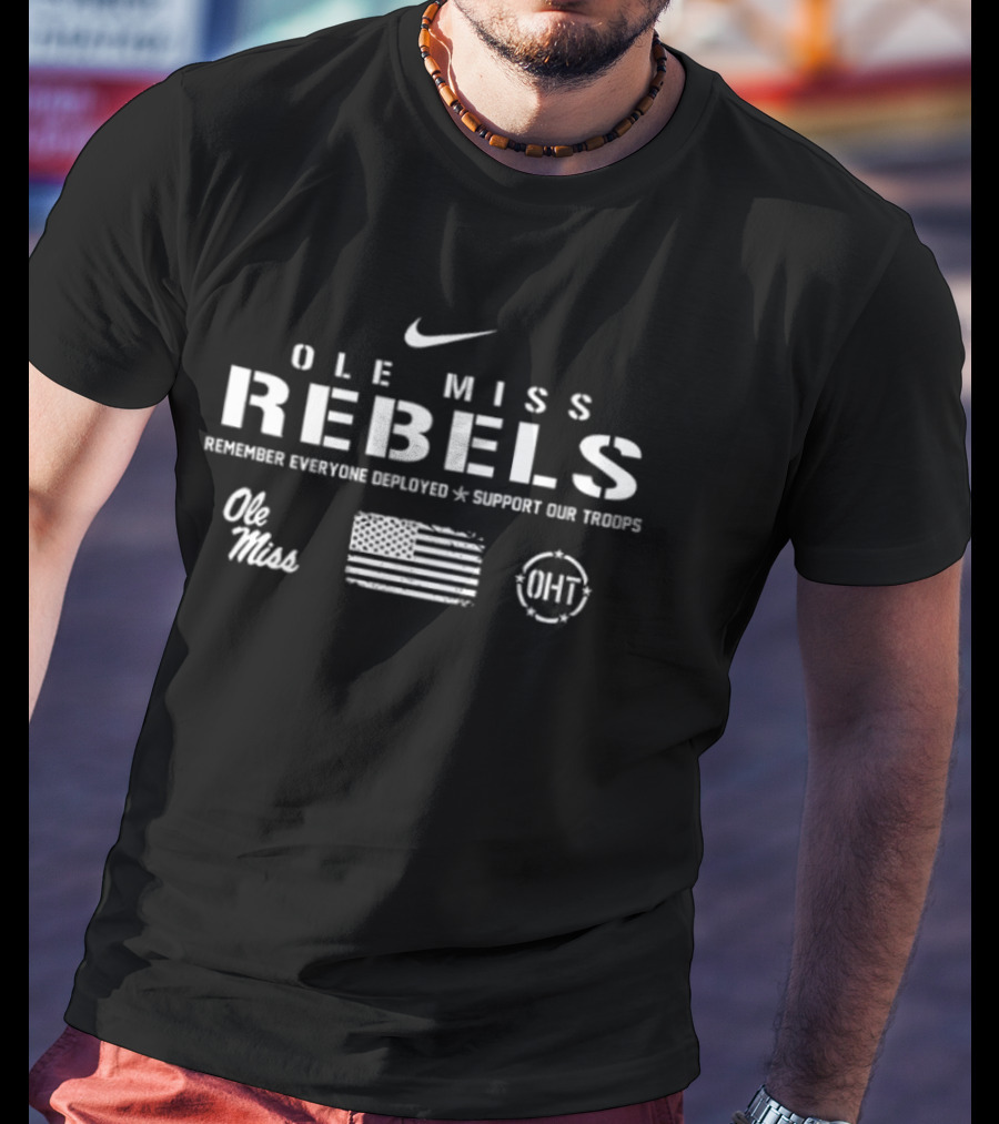 Nike Ole Miss Rebels Remember Everyone Deployed Support Our Troops POW*MIA T-Shirt
