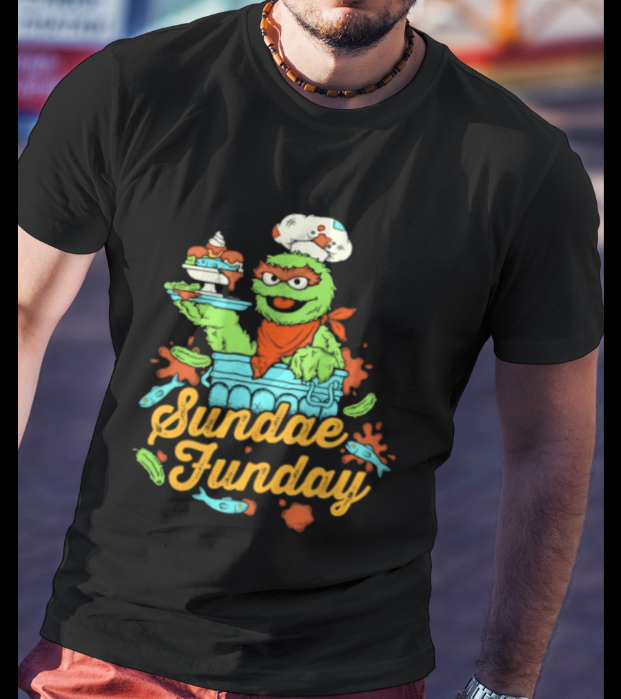 Oscar The Grouch Sundae Funday Chef Hat Dessert Landfill T-Shirt