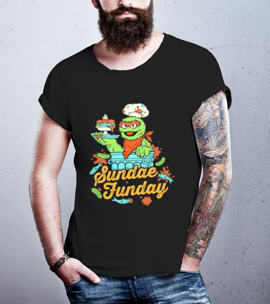 Oscar The Grouch Sundae Funday Chef Hat Dessert Landfill T-Shirt