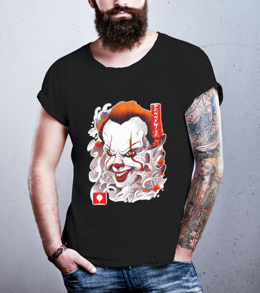 Pennywise Creepy Clown Big Head Horror It Movie Iconic Scary Face Balloon T-Shirt