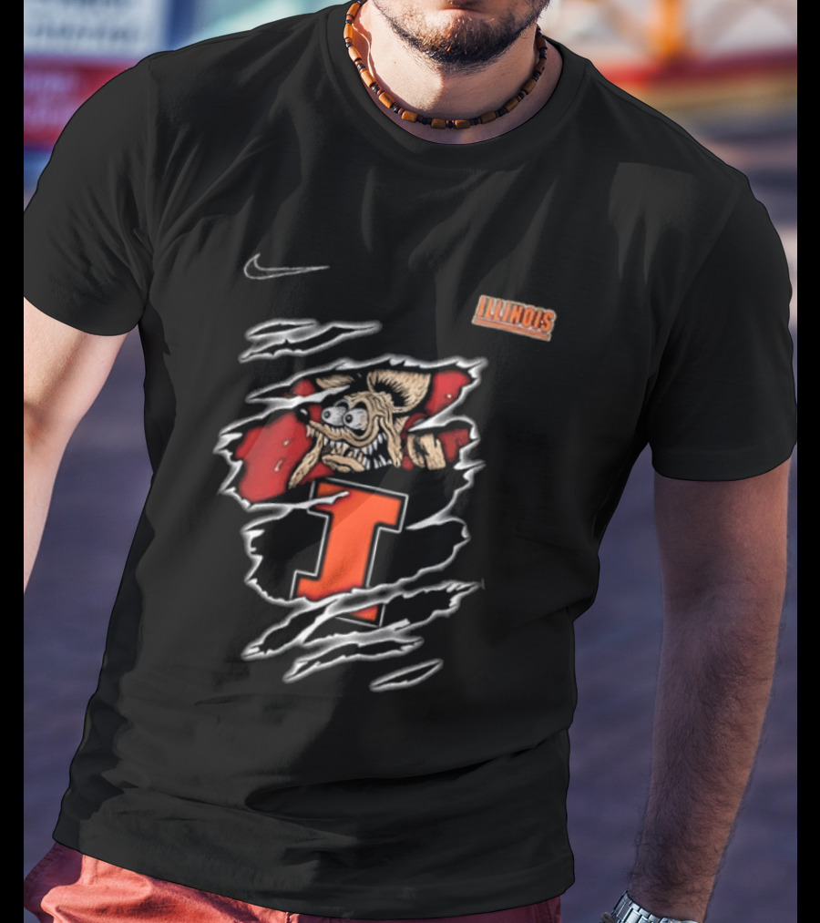 Nike Illinois Fighting Illini Rat Fink Built Not To Bow NCAA T-Shirt