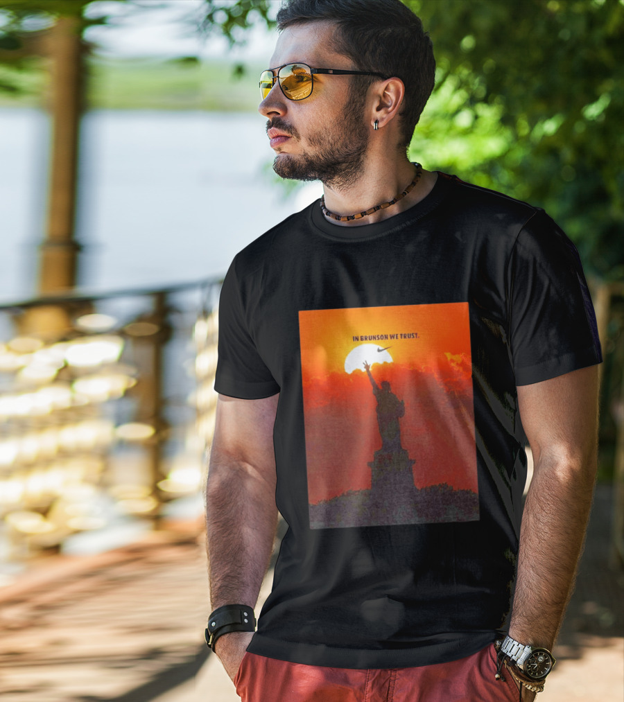 In Brunson We Trust New York Knicks Nike Liberty Sunset T-Shirt