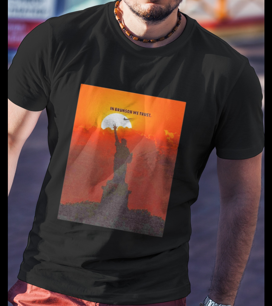 In Brunson We Trust New York Knicks Nike Liberty Sunset T-Shirt