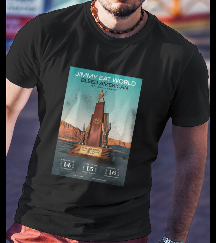 Jimmy Eat World Bleed American 25th Anniversary Aug 14 2026 The Piece Hall Halifax UK With Rise Against The Get Up Kids T-Shirt