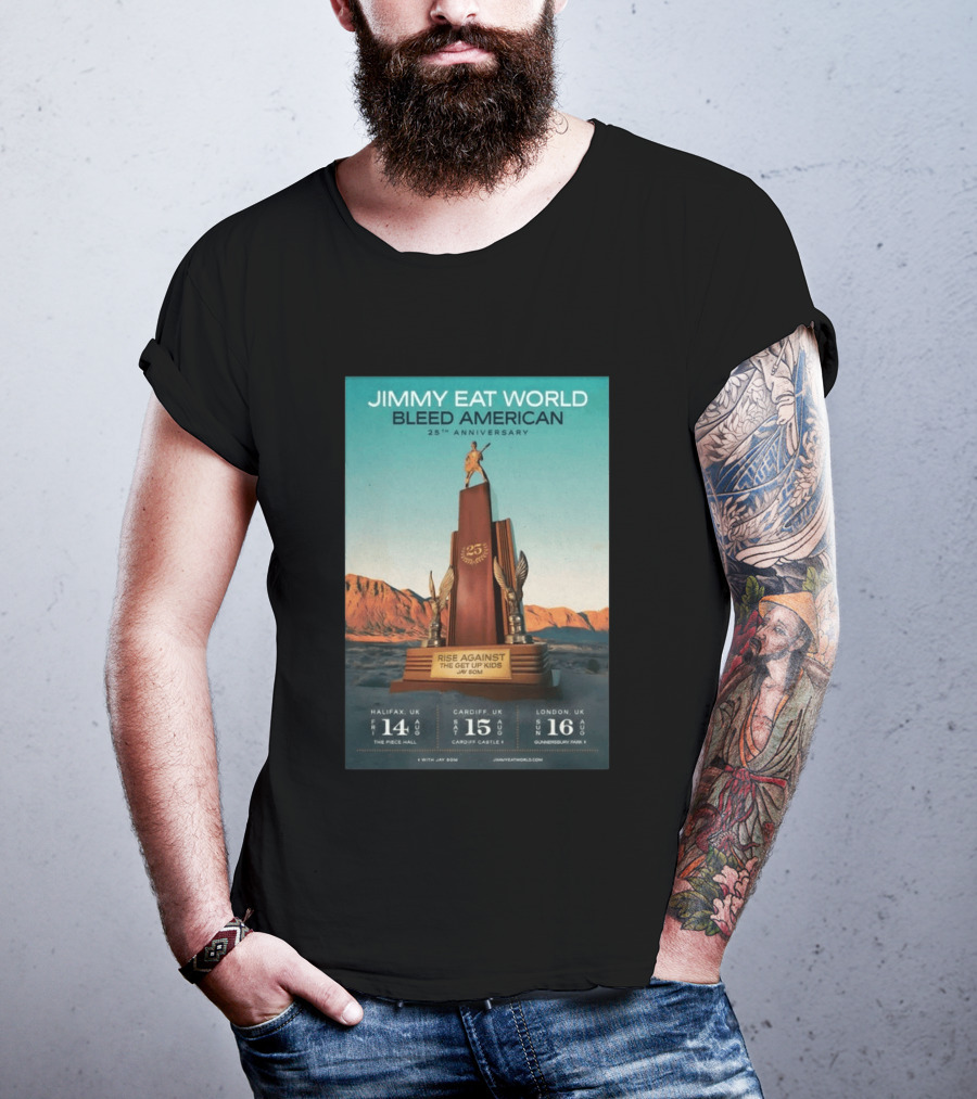 Jimmy Eat World Bleed American 25th Anniversary Aug 14 2026 The Piece Hall Halifax UK With Rise Against The Get Up Kids T-Shirt