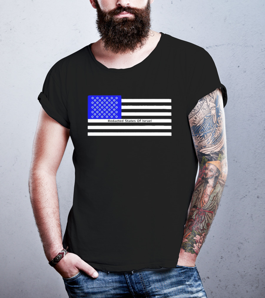 Redacted States Of Israel Flag With Stars And Stripes T-Shirt