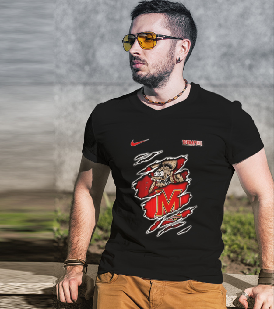Maryland Terrapins NCAA Rat Fink Built To Not Bow Nike Terrapins Rugged Ripped T-Shirt