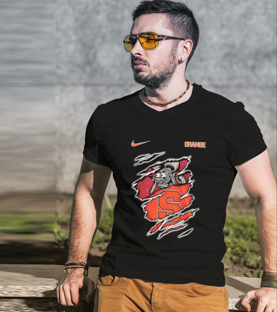 Nike Syracuse Orange S Logo Rat Fink Built To Not Bow T-Shirt