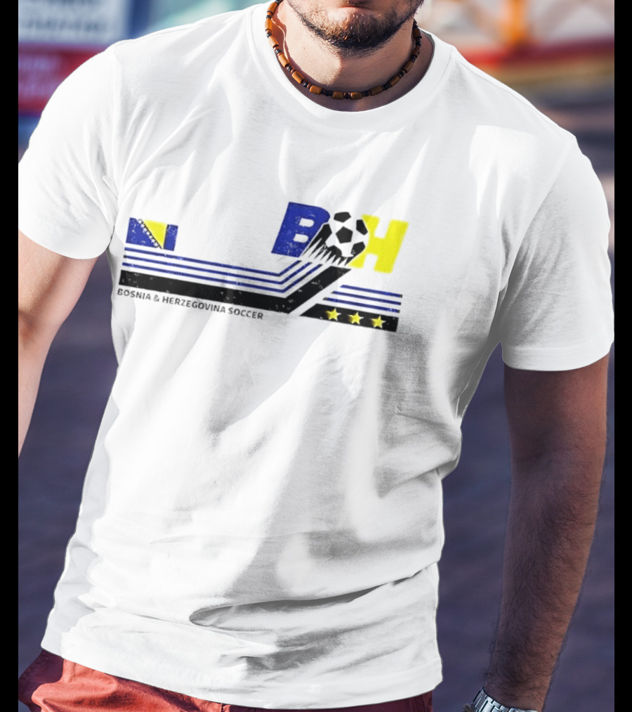 Bosnia Herzegovina Soccer BH Flag Three Stars Football T-Shirt
