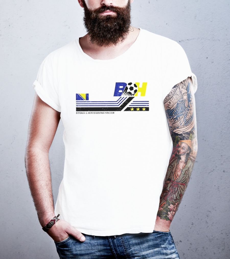Bosnia Herzegovina Soccer BH Flag Three Stars Football T-Shirt