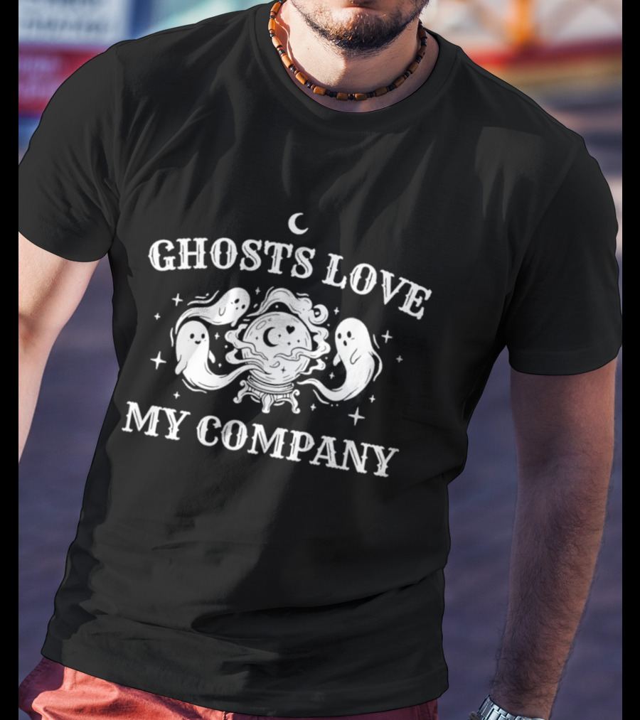 Ghosts Love My Company Crescent Moon And Stars Spiral T-Shirt