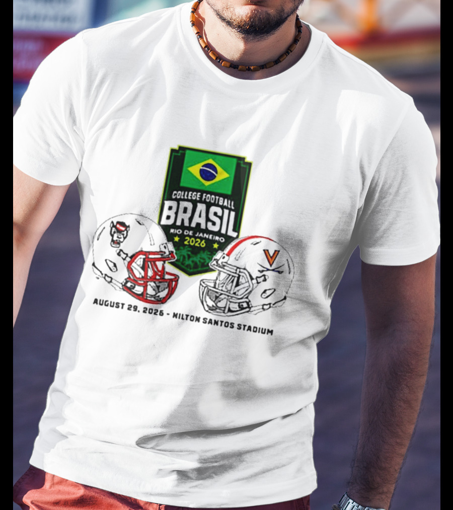 NC State Wolfpack Vs Virginia Cavaliers Brasil College Football Rio Game 2026 Hilton Santos Stadium August 30 T-Shirt