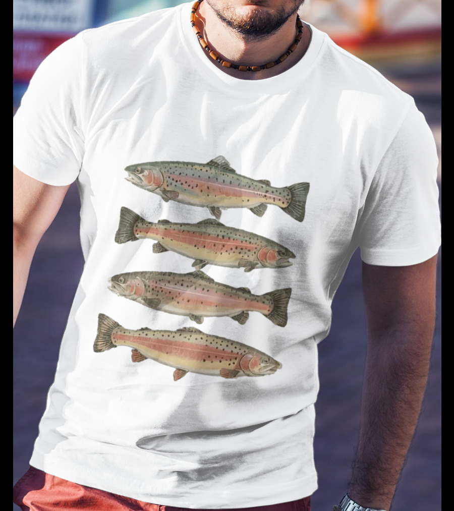Rainbow Trout River Beauty Fish Stack Vibrant Nature Scene T-Shirt