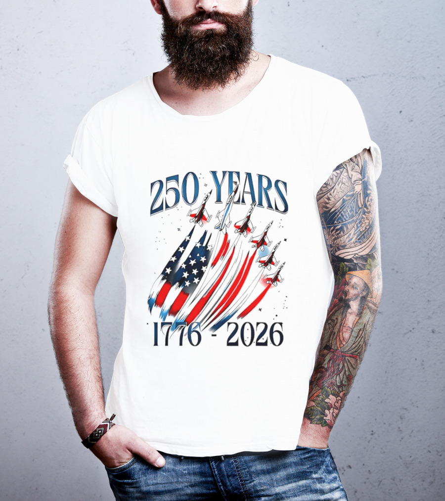 250 Years United States Independence Day 1776 2026 Fighter Jets Sestercentennial T-Shirt