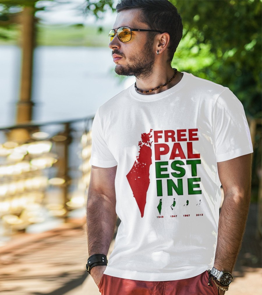 Free Palestine 1946 1947 1967 2012 Map T-Shirt