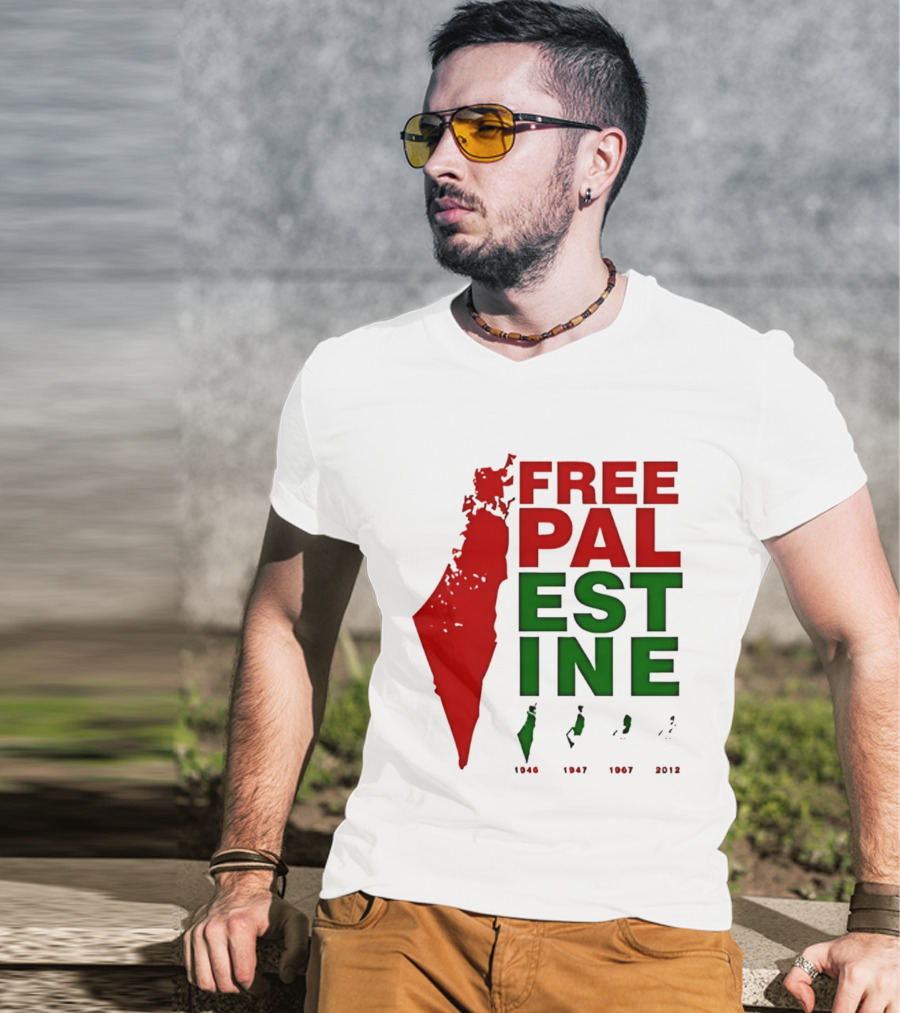 Free Palestine 1946 1947 1967 2012 Map T-Shirt