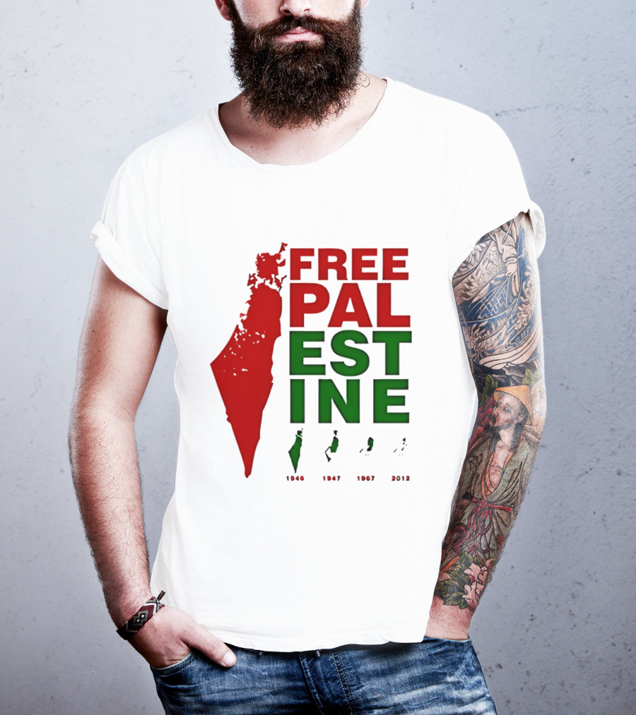 Free Palestine 1946 1947 1967 2012 Map T-Shirt