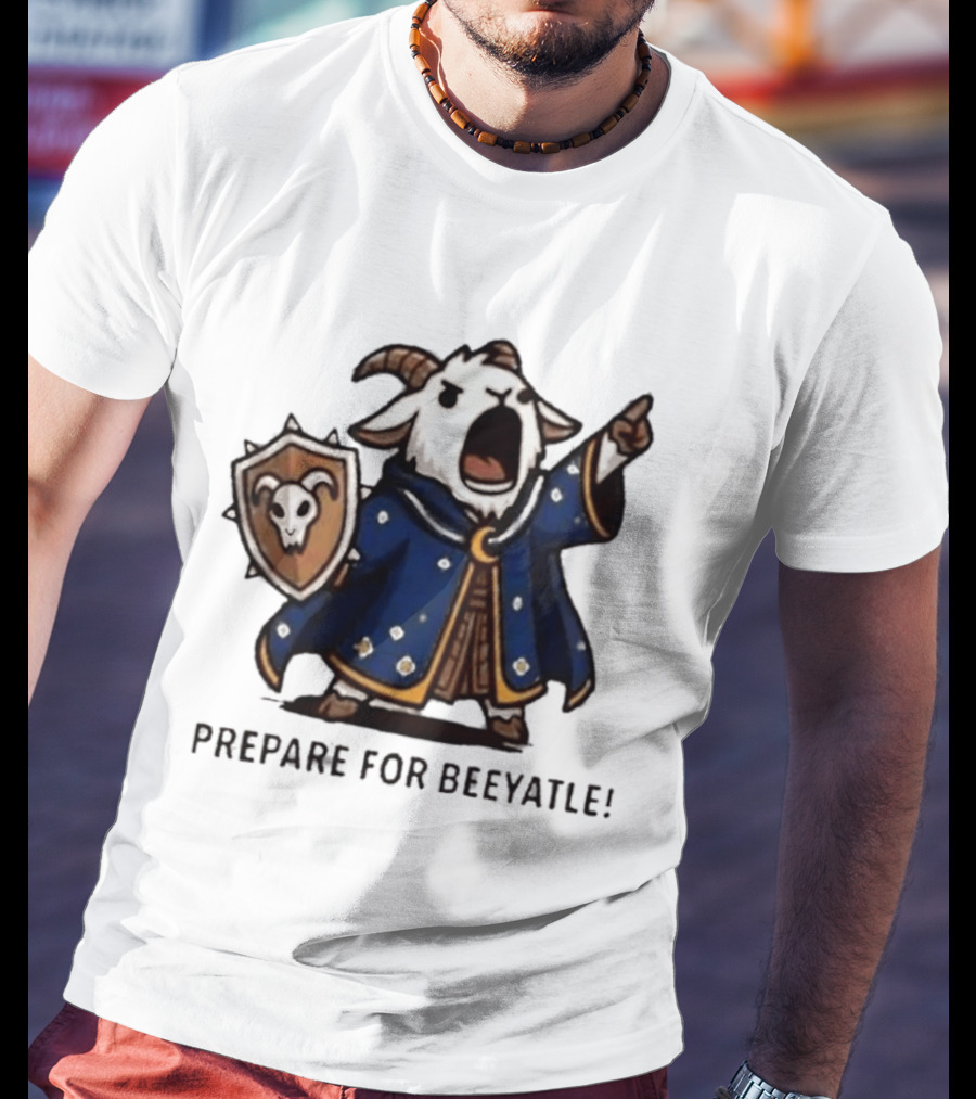 Wizard Goat Prepare For Beeyatle Fantasy Battle Mage Cloak Shield T-Shirt