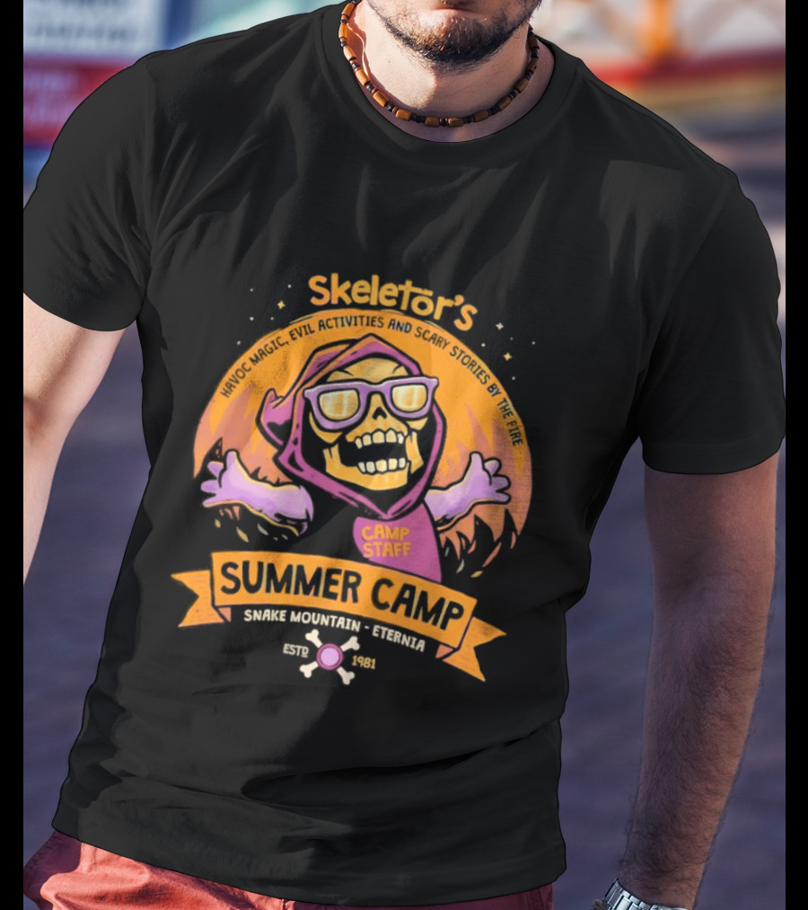 Skeletor's Summer Camp Havoc Magic Evil Activities Scary Stories Snake Mountain Eternia Estd 1981 T-Shirt