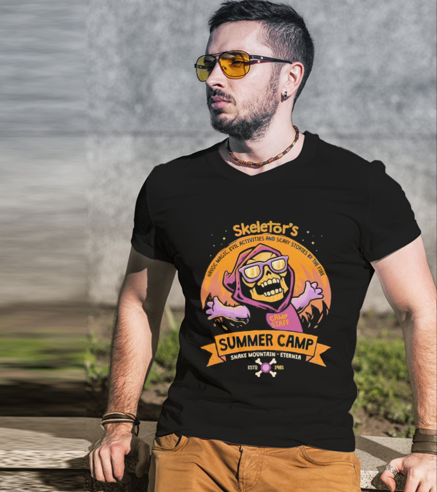 Skeletor's Summer Camp Havoc Magic Evil Activities Scary Stories Snake Mountain Eternia Estd 1981 T-Shirt