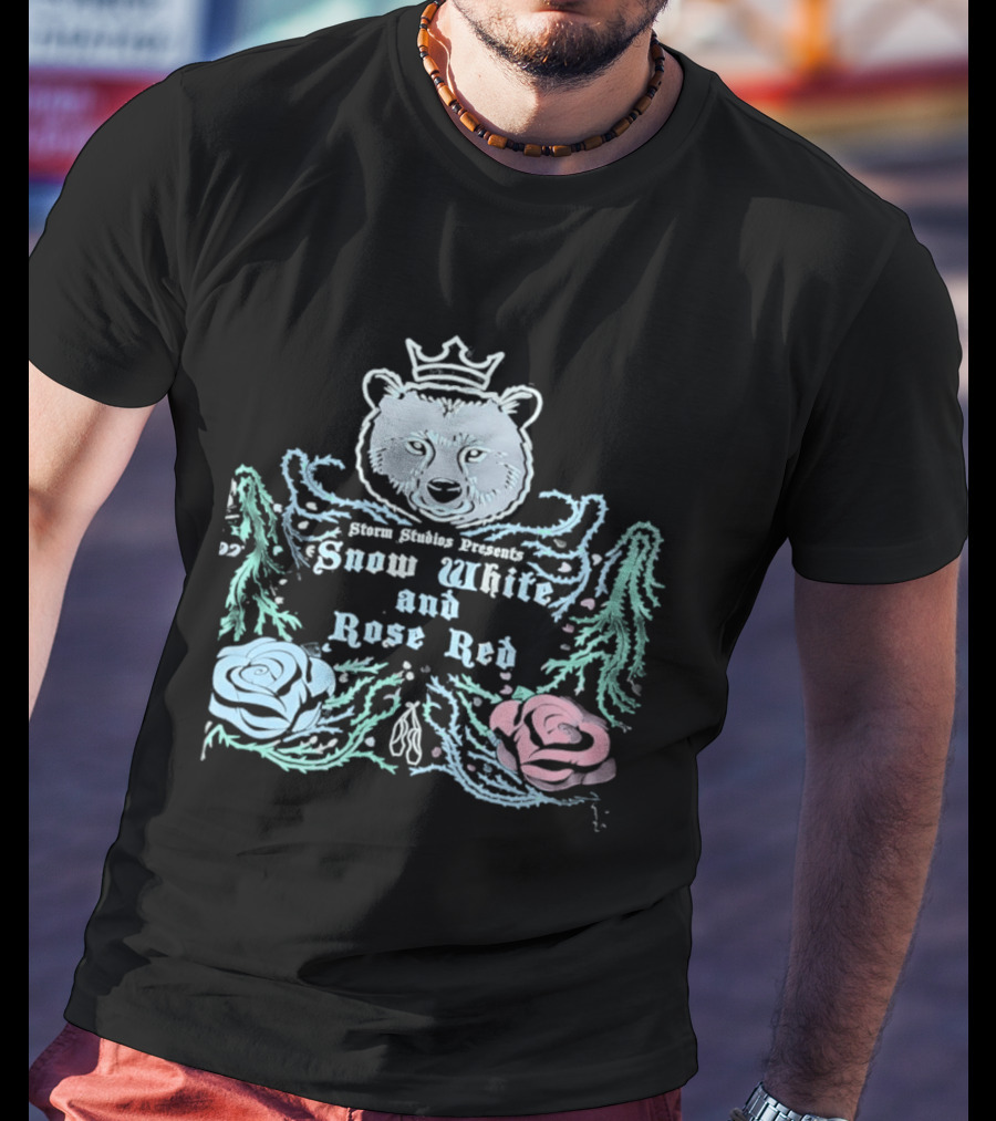 Storm Studios Presents Snow White And Rose Red Bear Crown Roses T-Shirt