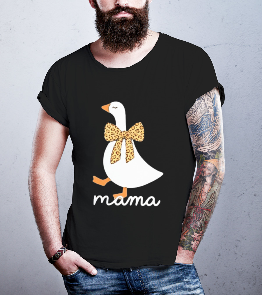 Leopard Bow Goose Mama Cute Animal Print T-Shirt