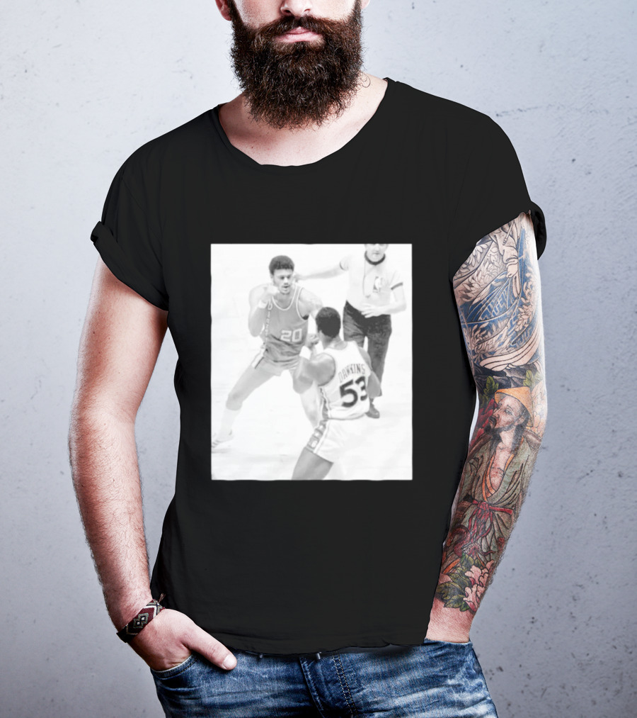 NBA Vintage Showdown Maurice Lucas Vs Darryl Dawkins Black White 20 53 T-Shirt