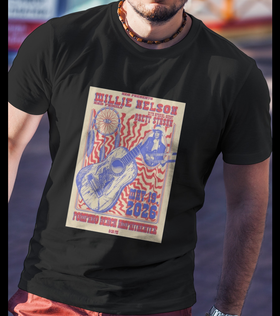 Willie Nelson Brett Stiesch Pompano Beach Amphitheater May 19 2026 T-Shirt
